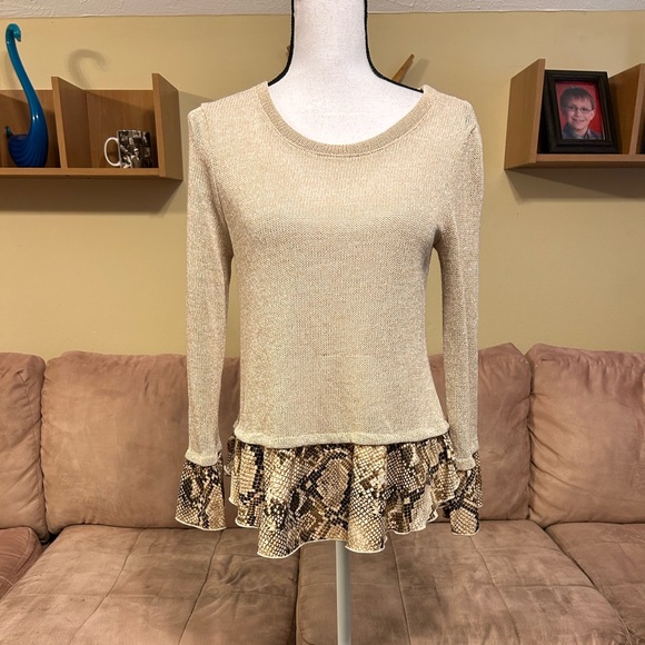 Potters Pot brand Faux shirt Drop Ruffle hem Top - Picture 1 of 6